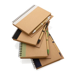 Cuaderno de espiral kraft con bolígrafo promocional